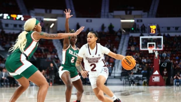 Senior guard Jerkaila Jordan Leads Mississippi State against Mississippi Valley State in 2023.